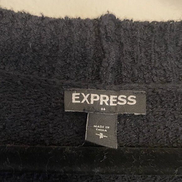 Express Women Sz S Black Deep V-Neck Long Sleeve Oversized Knit Sweater - Picture 6 of 8